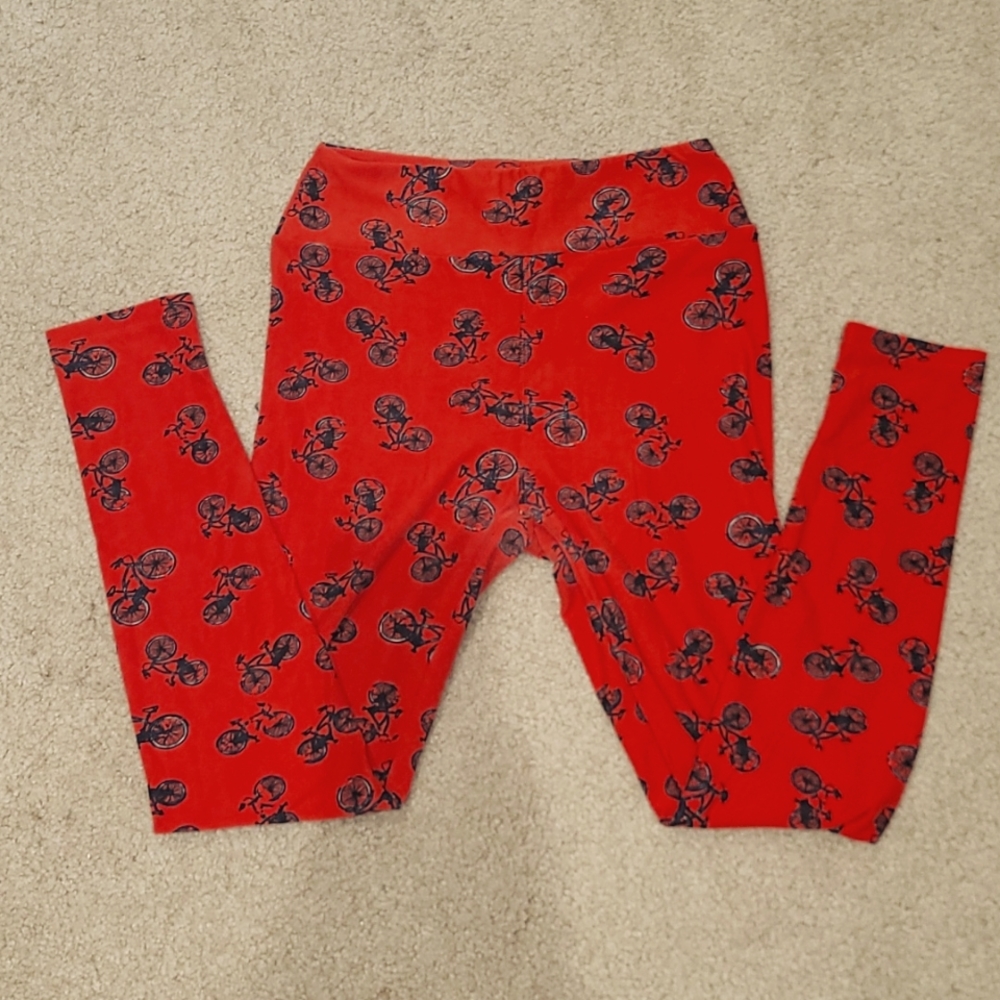 [GUC] LULAROE Leggings One Size Bicycles Tomato Orange